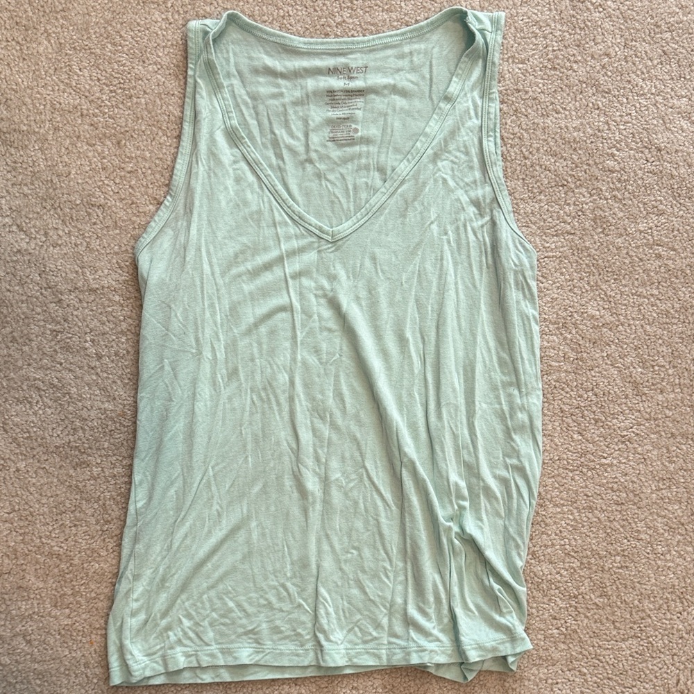 Nine West Mint Green V-Neck Tank Top